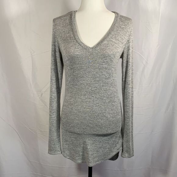 Wilfred Free Heather Grey Open Back Long-Sleeve Mini Dress - Picture 2 of 8